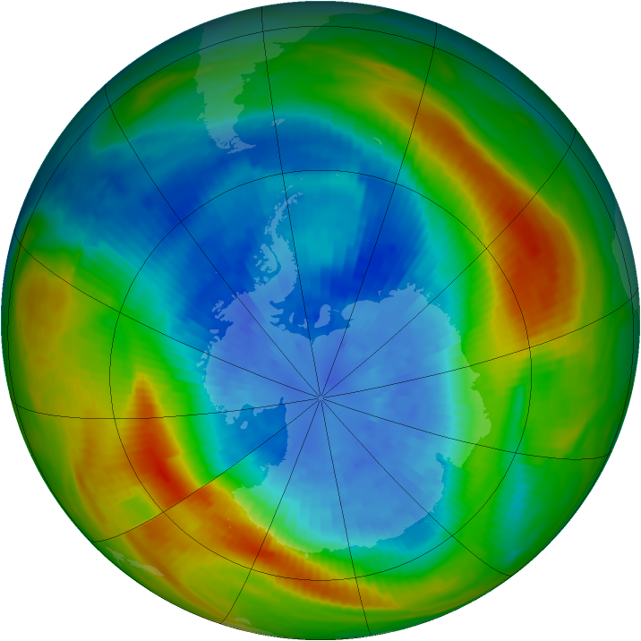 Antarctic ozone map for 20 September 1982